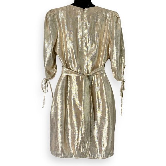 Alice McCall Astral Plane Cap Sleeve Metallic Gold Mini Dress - Picture 6 of 9